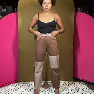 Chic Two-Tone Brown Women's Straight Leg Jeans